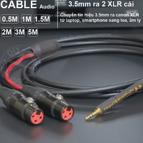 Cáp 3.5 sang 2 canon cái DIY chuyển từ Laptop Smartphone ra Mixer Loa Sound card - 3.5mm to 2 XLR female cable