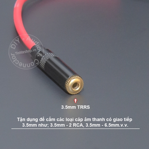 Cáp chuyển đổi livestream giúp bạn tận dụng dây sẵn có - 3-pole to 4-pole audio adapter cable for receiving and transmitting live signals to smartphones.