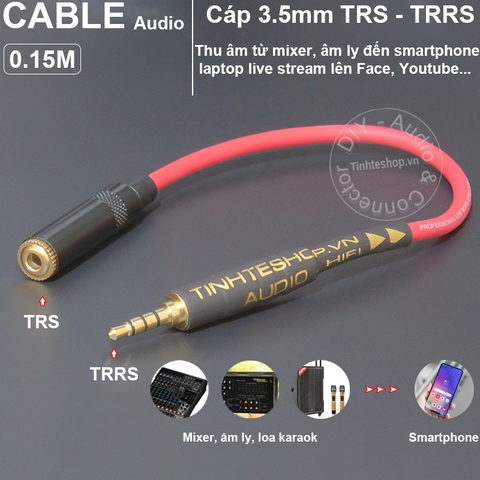 Cáp chuyển đổi livestream giúp bạn tận dụng dây sẵn có - 3-pole to 4-pole audio adapter cable for receiving and transmitting live signals to smartphones.