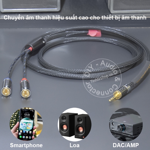Dây audio 3.5 sang 2 đầu hoa sen Canare Nhật Bản
