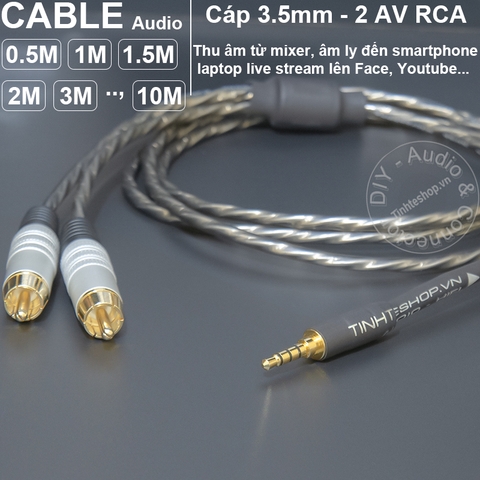 Cáp livestream iPhone vs Android 3.5mm sang hoa sen 0.5 đến 10 mét - DIY Live Streaming Cable for IOS and Android Smartphone