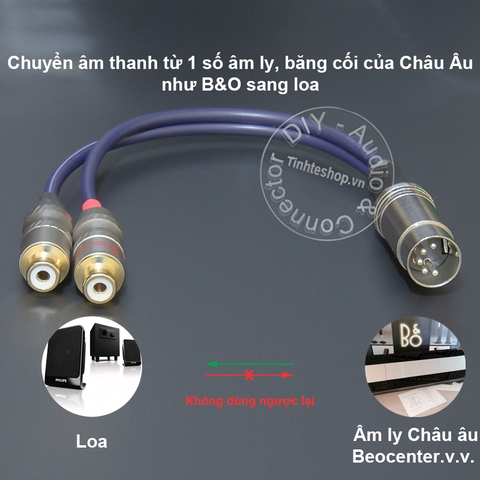 Dây jack 5 chân sang AV chuyển âm thanh từ Âm ly cổ Châu Âu sang loa - DIY 5 pin to 2 RCA female MIDI audio cable