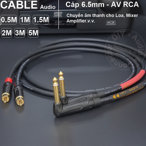 Dây 6 ly cong ra AV 1 cặp DIY 0.5 đến 10 mét - 1/4 mono to RCA cable