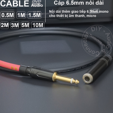 Cáp 6 ly nối dài DIY 0.5 đến 10 mét - 6.5mm mono male to female extension cable