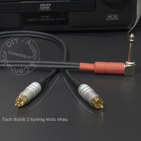 Cáp 6ly mono ra 2 AV DIY 0.5M đến 5M - 6.35mm mono to 2 RCA cable