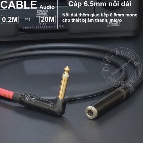 Cáp 6 ly nối dài DIY 0.5 đến 10 mét - 6.5mm mono male to female extension cable