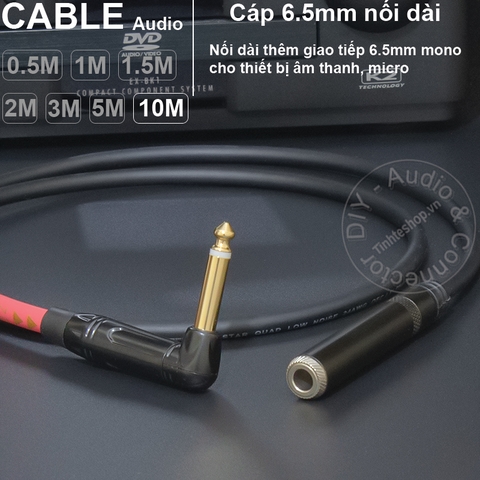 Dây 6.5 ly nối dài đực sang cái DIY 0.5 đến 10 mét - 6.5mm TS male to female extension cable