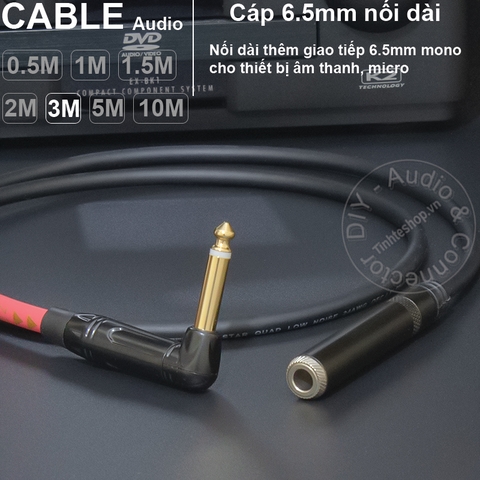 Dây 6.5 ly nối dài đực sang cái DIY 0.5 đến 10 mét - 6.5mm TS male to female extension cable