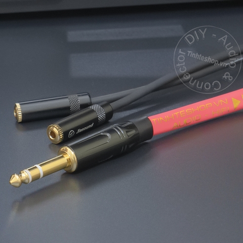 Cáp chia jack 6 ly ra 2 cổng 3.5 - 6.5mm stereo audio cable to 2 female 3.5mm ports