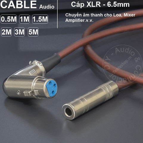 Cáp canon ra 6 ly cái DIY 0.5 đến 5 mét - XLR female to 6.5mm female cable