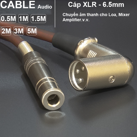 Dây canon ra 6 ly cái DIY 0.5M đến 5M - XLR male to 6.5mm female cable
