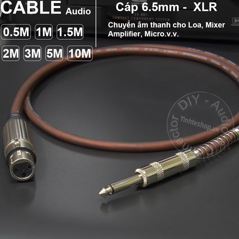 Cáp micro 6.5 ra canon cái DIY 0.5 đến 10 mét - XLR female to 6.35mm TS cable