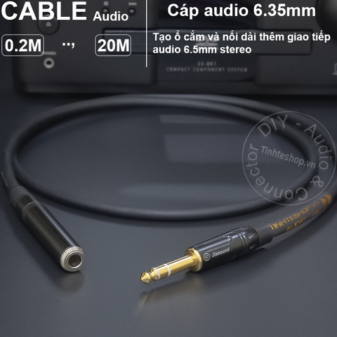 Dây 6.5 ly stereo nối dài cắm cho Headphone Mixer Soundcard - 6.35mm male to female TRS cable