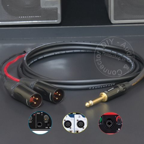 Cáp 6.5 ra 2 XLR đực DIY 0.5 đến 5 mét - 6.5mm mono to 2 XLR male audio cable
