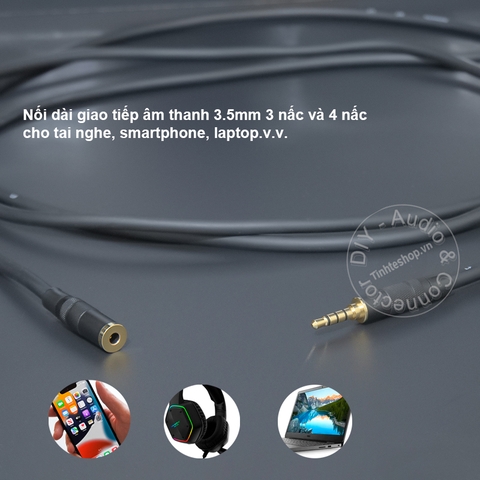 Dây 3.5mm 4 nấc nối dài cho Tai nghe Laptop Smartphone 0.2 đến 40 mét - DIY 3.5mm audio cable 4 pole extension