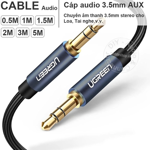 Dây 2 đầu 3.5 Ugreen AV112 dài từ 0.5 mét đến 5 mét - 3.5mm AUX cable