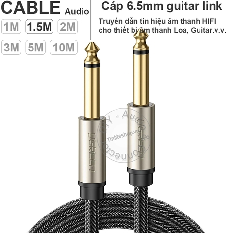 Cáp 2 đầu 6.5 mono Ugreen AV128 dài 1 mét tới 5 mét - 6.35mm mono cable guitar link