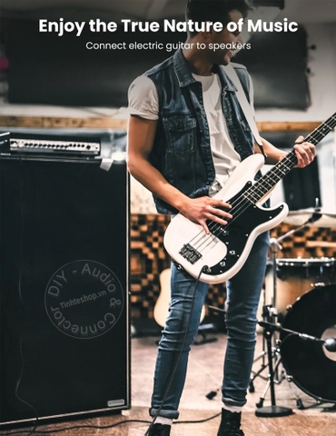 Cáp 2 đầu 6.5 mono Ugreen AV128 dài 1 mét tới 5 mét - 6.35mm mono cable guitar link