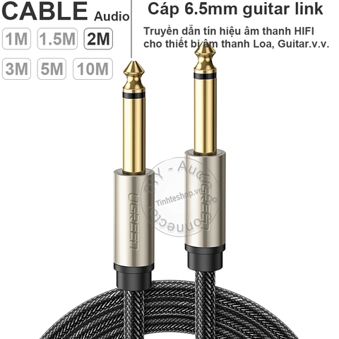 Cáp 2 đầu 6.5 mono Ugreen AV128 dài 1 mét tới 5 mét - 6.35mm mono cable guitar link