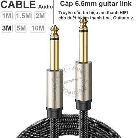 Cáp 2 đầu 6.5 mono Ugreen AV128 dài 1 mét tới 5 mét - 6.35mm mono cable guitar link