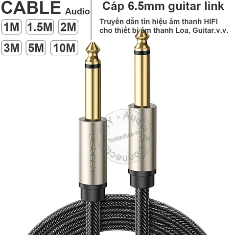 Cáp 2 đầu 6.5 mono Ugreen AV128 dài 1 mét tới 5 mét - 6.35mm mono cable guitar link