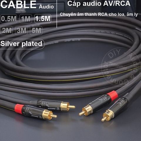 Dây hoa sen 2 đầu lõi đồng mạ bạc 1 cặp DIY 0.5 đến 5 mét - RCA silver plated