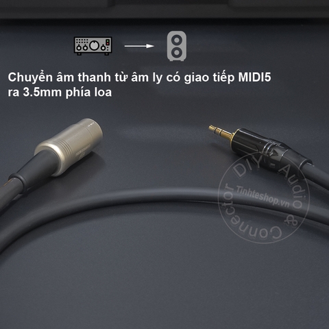 Cáp MIDI 5pin ra 3.5 DIY 0.5 đến 5 mét chuyển âm thanh từ Âm ly Châu Âu Đầu băng cối ra loa