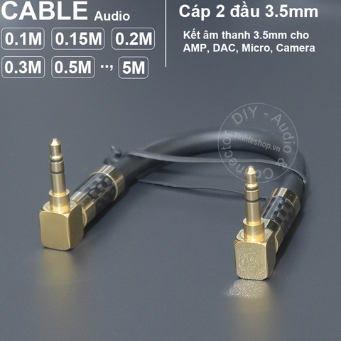 Cáp 3.5mm 2 đầu chữ L cho DAC AMP - DIY 90 degree 3.5mm stereo audio cable size 0.1 to 5 meters