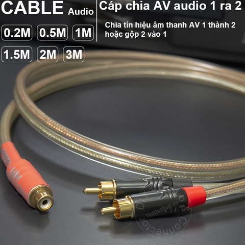 Cáp chia AV RCA 1 ra 2 DIY 0.2M đến 3M - RCA female to 2 RCA female cable