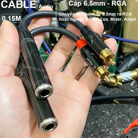 Dây jack AV đực sang 6 ly cái 15Cm - RCA male to 6.5mm female adapter