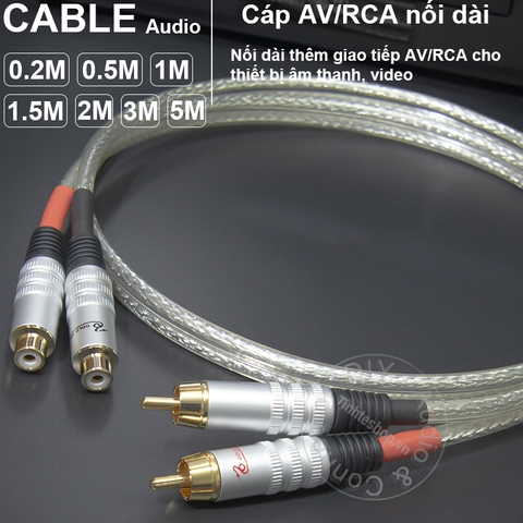 Dây hoa sen nối dài đực sang cái DIY 0.2 đến 10 mét - RCA audio cable male to female extension