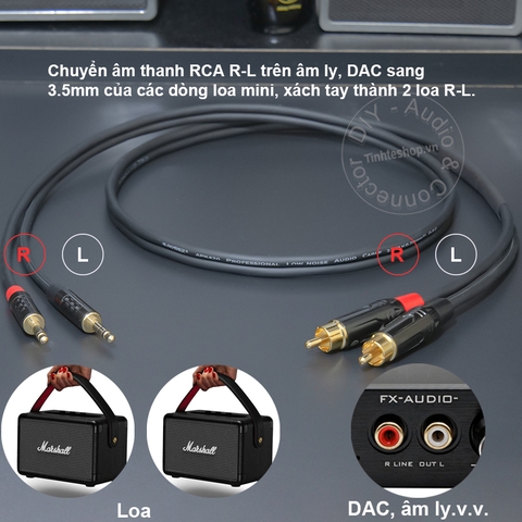 Dây AV sang 3.5 chuyển âm thanh DAC Âm ly sang 2 loa xách tay thành R-L - RCA to 1/8 audio cable for 2 left and right speakers
