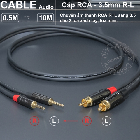 Dây AV sang 3.5 chuyển âm thanh DAC Âm ly sang 2 loa xách tay thành R-L - RCA to 1/8 audio cable for 2 left and right speakers