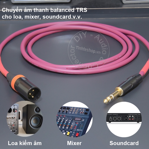 Dây 6 ly TRS sang canon đực balanced lõi đồng mạ bạc chuyển âm thanh cho Mixer DAC Soundcard Loa kiểm âm
