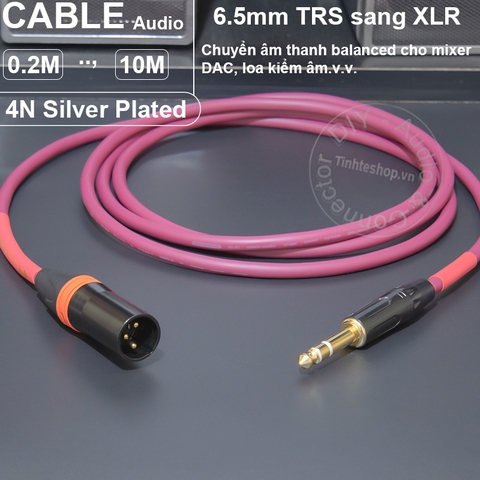 Dây 6 ly TRS sang canon đực balanced lõi đồng mạ bạc chuyển âm thanh cho Mixer DAC Soundcard Loa kiểm âm