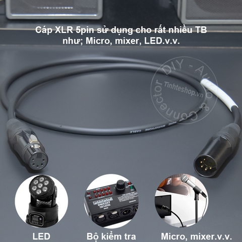 Dây canon 5pin đực sang cái  - 5-pole male to female XLR cable