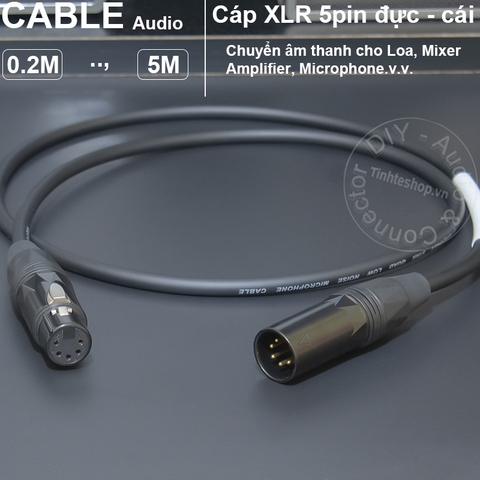 Dây canon 5pin đực sang cái  - 5-pole male to female XLR cable
