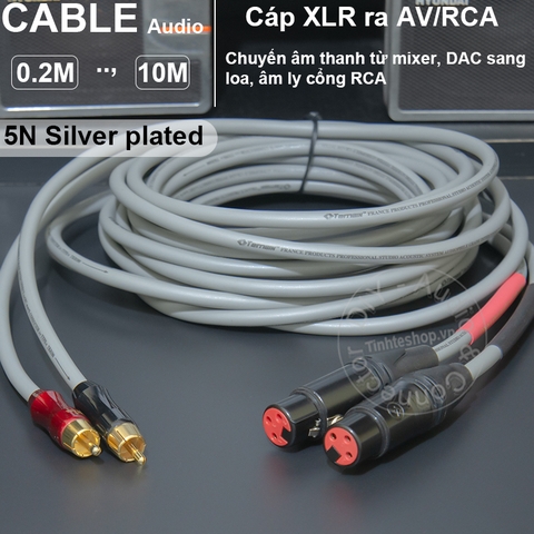 Dây canon cái sang hoa sen 1 cặp đồng 5N mạ bạc - Unbalanced female XLR to RCA audio cable, self-made with silver-plated copper core