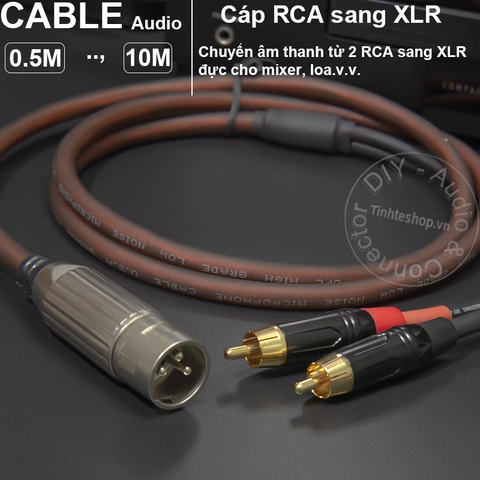 Cáp XLR sang 2 AV DIY 0.5M đến 5M - XLR female to 2 RCA cable