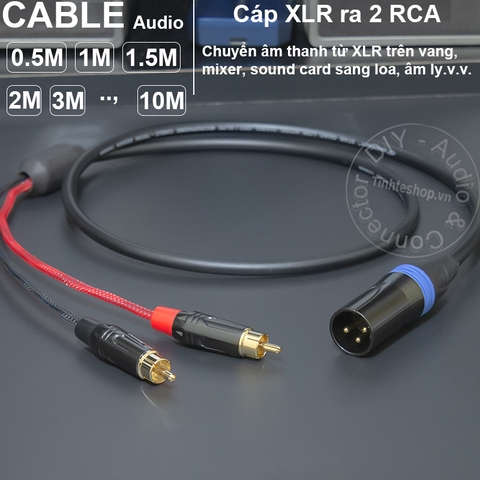 Dây canon ra 2 bông sen AV 0.5 đến 10 mét - DIY male to 2 RCA XLR audio cable