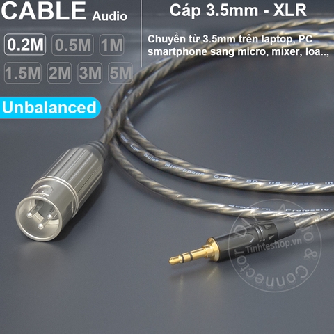 Dây chuyển 3.5 ra canon đực unbalanced DIY cắm cho Micro Mixer Smartphone Laptop Camera