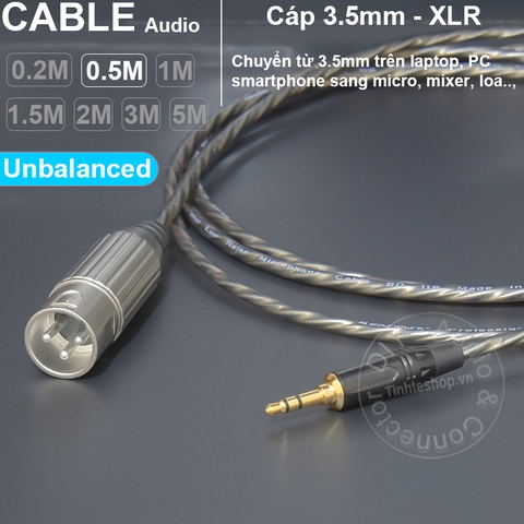 Dây chuyển 3.5 ra canon đực unbalanced DIY cắm cho Micro Mixer Smartphone Laptop Camera