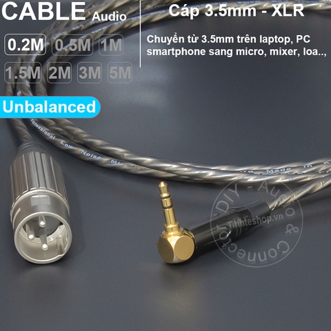Dây jack 3.5 ra canon đực unbalanced cắm cho Micro Camera Laptop Smartphone - 1/8 to XLR male
