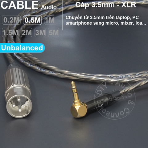 Dây jack 3.5 ra canon đực unbalanced cắm cho Micro Camera Laptop Smartphone - 1/8 to XLR male