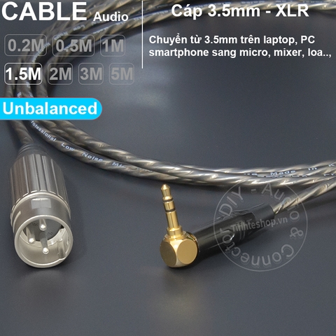 Dây jack 3.5 ra canon đực unbalanced cắm cho Micro Camera Laptop Smartphone - 1/8 to XLR male