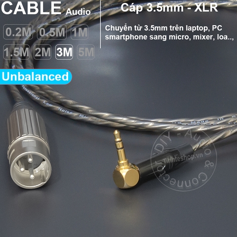 Dây jack 3.5 ra canon đực unbalanced cắm cho Micro Camera Laptop Smartphone - 1/8 to XLR male
