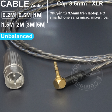 Dây jack 3.5 ra canon đực unbalanced cắm cho Micro Camera Laptop Smartphone - 1/8 to XLR male