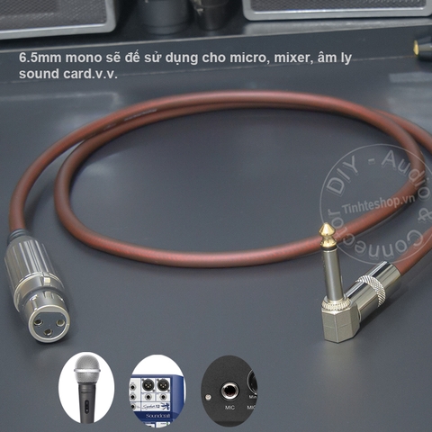 Dây mic 6ly sang canon cái DIY 0.2 đến 5 mét - 6.35mm mono to XLR female audio cable