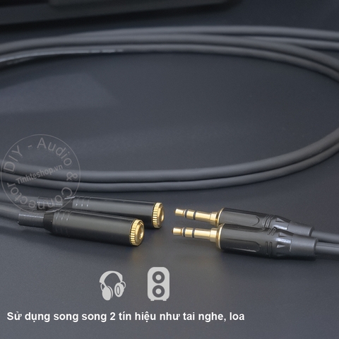 Cáp chia 3.5mm mono 1 thành 2 stereo cho đài cassette DIY 0.2 đến 1 mét - 3.5mm mono audio splitter 1 to 2 stereo