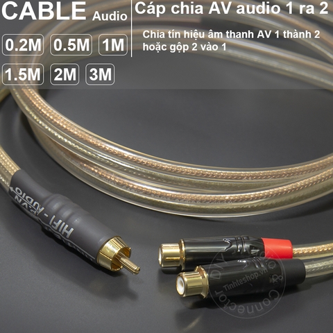 Dây chia AV 1 ra 2 DIY 0.2M đến 3M - RCA male to 2 female cable